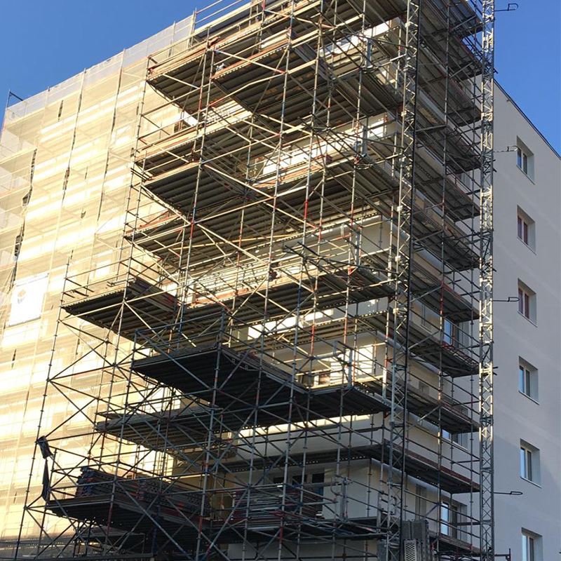 Schwerlast-Absetzbühnen und Gerüsteinhausung am Bettenhaus, Stuttgart Schwerlast-Absetzbühnen und Gerüsteinhausung am Bettenhaus, Stuttgart